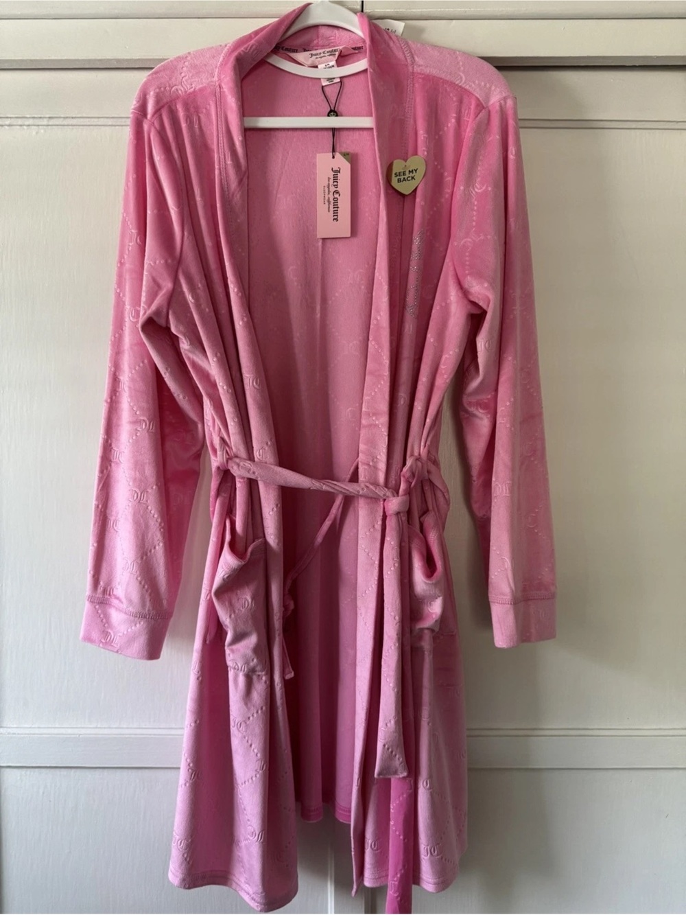 Juicy Couture Pink Velvet Robe with Belt Sz S/M